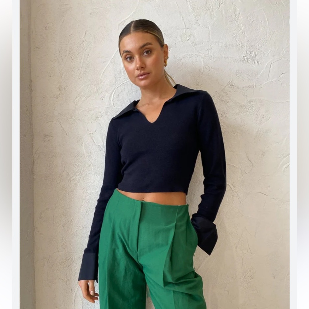 Bec+ Bridge Nina top cotton cashmere black long sleeve small